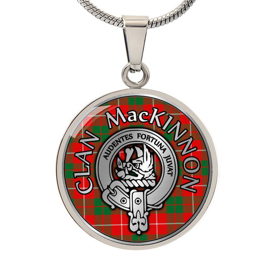 Clan MacKinnon Crest & Tartan Pendant Necklace