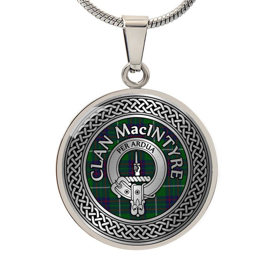 Clan MacIntyre Crest & Tartan Knot Pendant Necklace