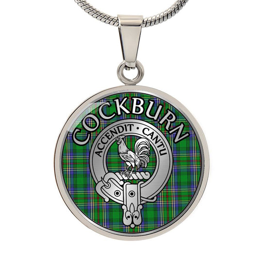 Clan Cockburn Crest & Tartan Pendant Necklace