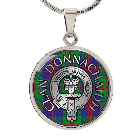 Clan Donnachaidh Crest & Struan Tartan Pendant Necklace