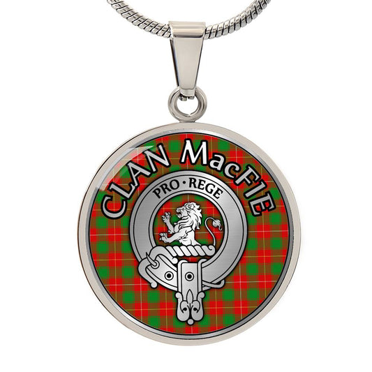 Clan MacFie Crest & Tartan Pendant Necklace