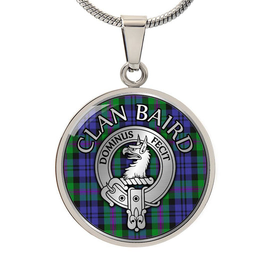 Clan Baird Crest & Tartan Pendant Necklace