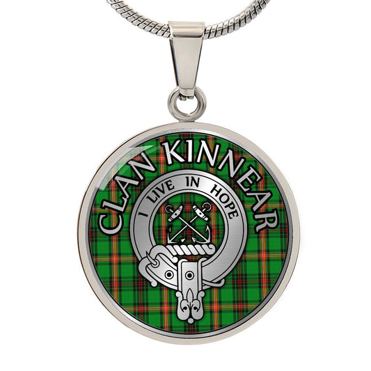 Clan Kinnear Crest & Tartan Pendant Necklace