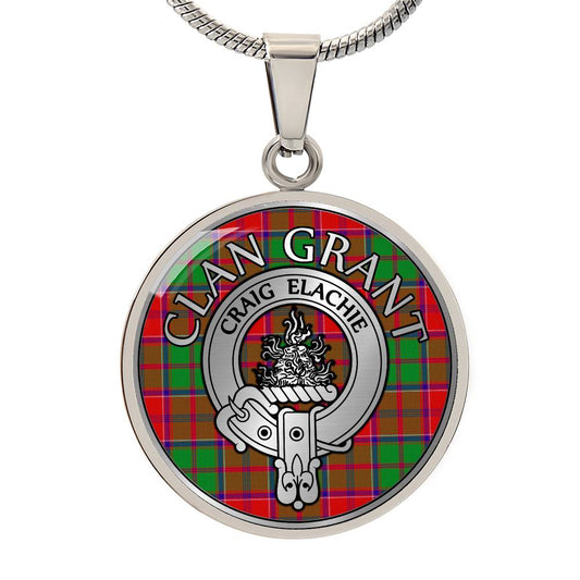 Clan Grant Crest & Tartan Pendant Necklace