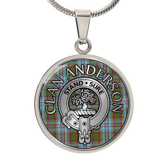 Clan Anderson Crest & Tartan Pendant Necklace