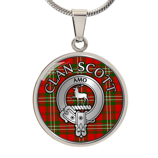 Clan Scott Crest & Tartan Pendant Necklace