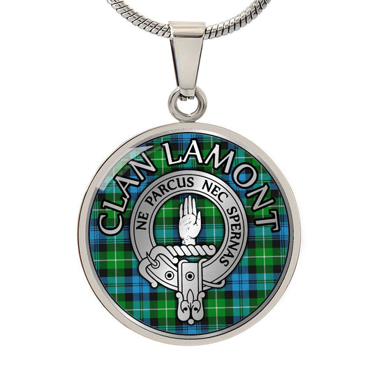 Clan Lamont Crest & Tartan Pendant Necklace