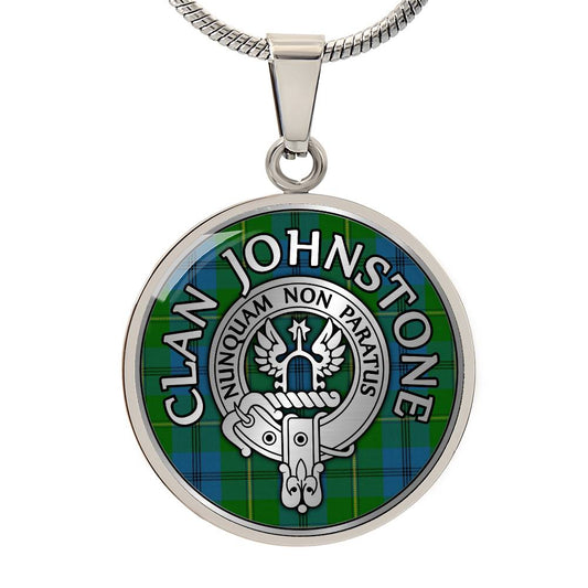 Clan Johnstone Crest & Tartan Pendant Necklace