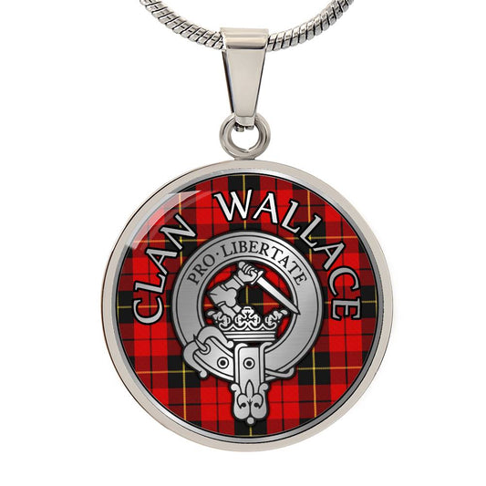 Clan Wallace Crest & Tartan Pendant Necklace