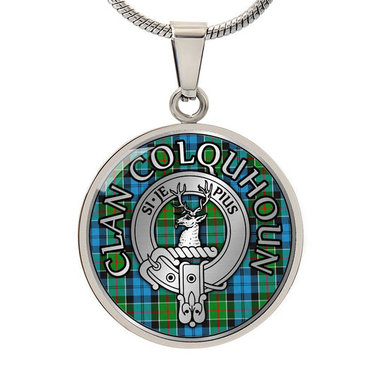 Clan Colquhoun Crest & Tartan Pendant Necklace