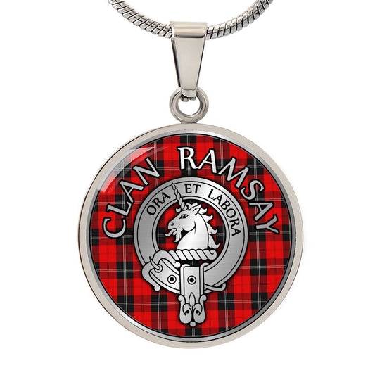Clan Ramsay Crest & Tartan Pendant Necklace