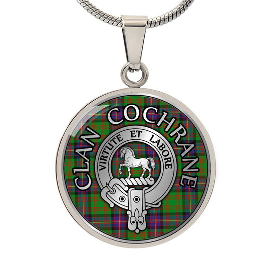 Clan Cochrane Crest & Tartan Pendant Necklace