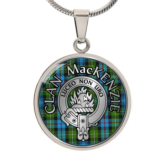 Clan MacKenzie Crest & Tartan Pendant Necklace