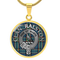 Clan Ralston Crest & Tartan Pendant Necklace