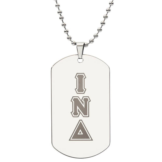 ΙΝΔ - Iota Nu Delta - Etched Dog Tag