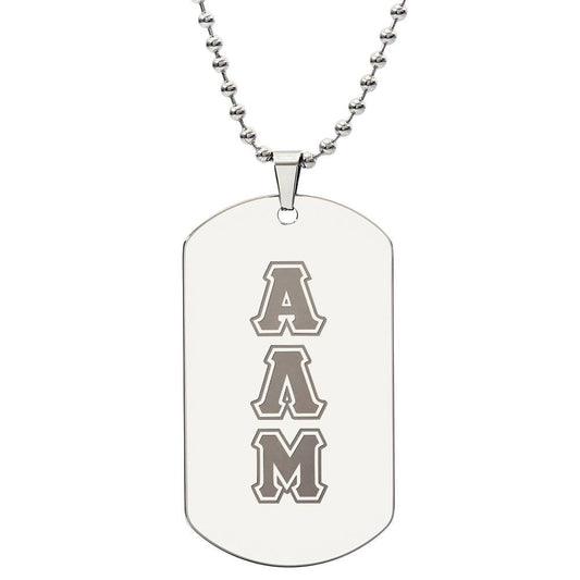 ΑΛΜ - Alpha Lambda Mu - Etched Dog Tag
