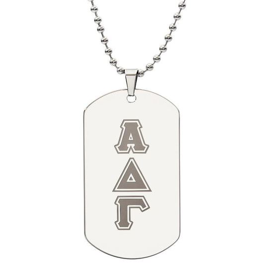 ΑΔΓ- Alpha Delta Gamma - Etched Dog Tag