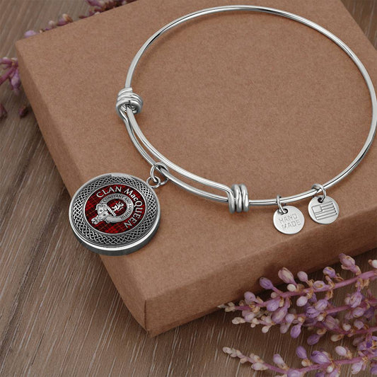 Clan MacQueen Crest & Tartan Knot Bangle