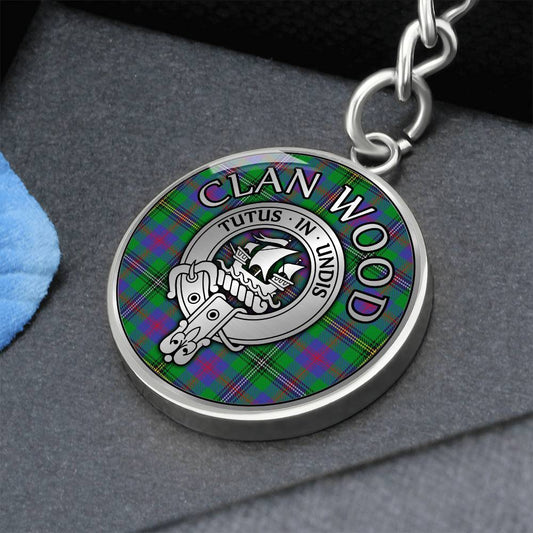 Clan Wood Crest & Tartan Pendant Keychain