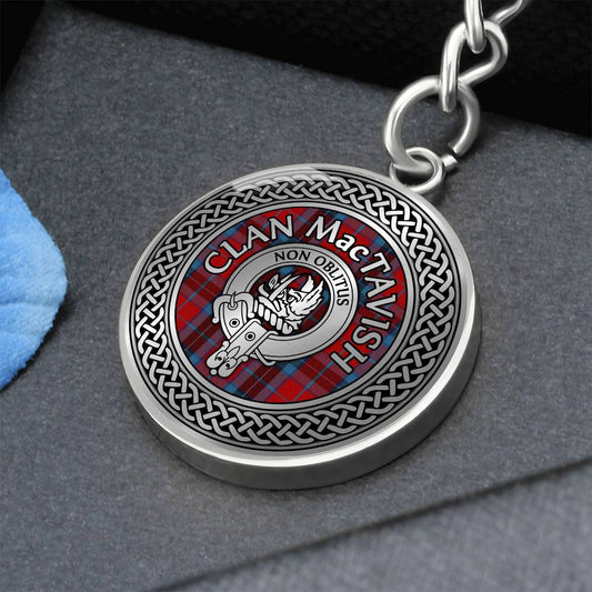 Clan MacTavish Crest & Tartan Knot Pendant Keychain
