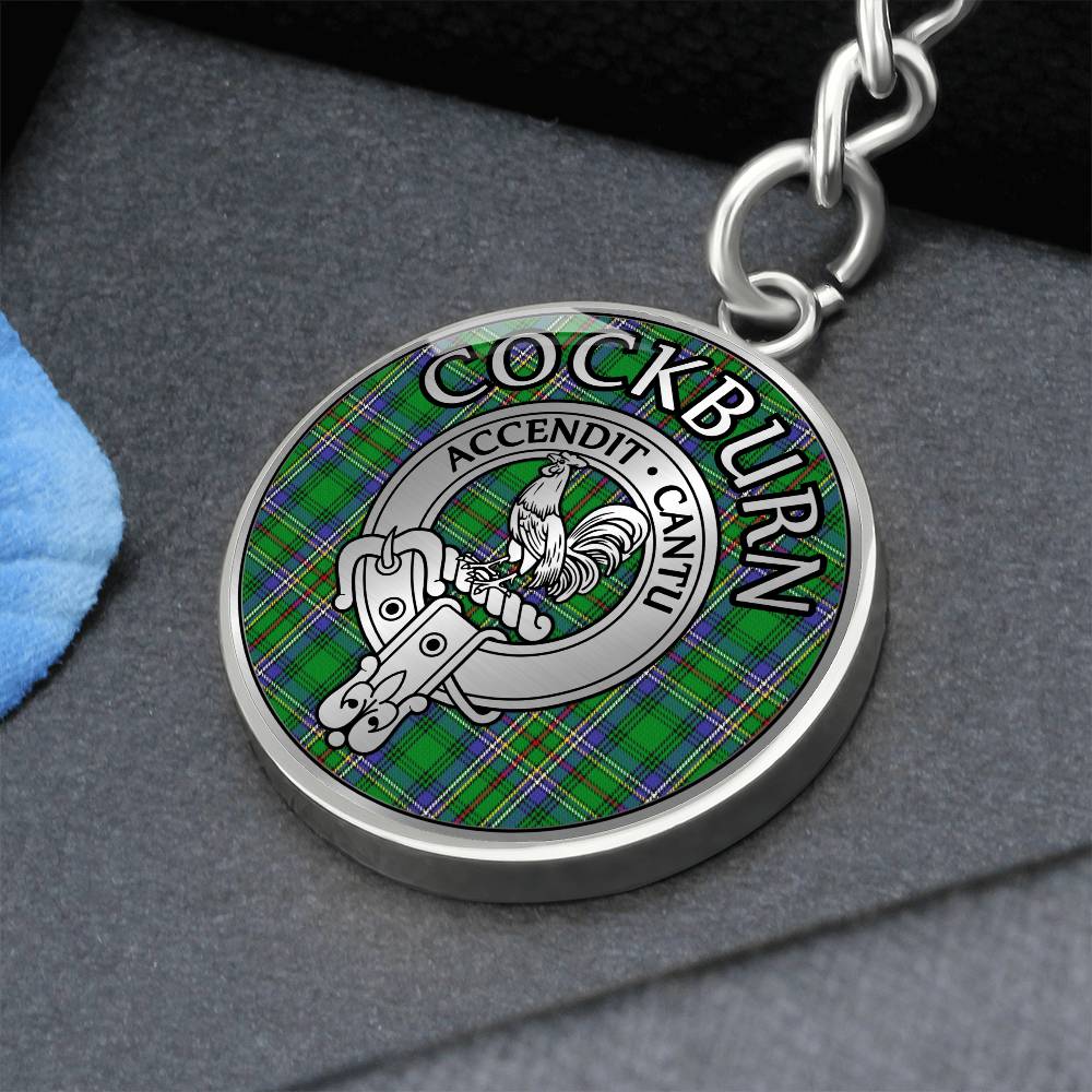 Clan Cockburn Crest & Tartan Pendant Keychain