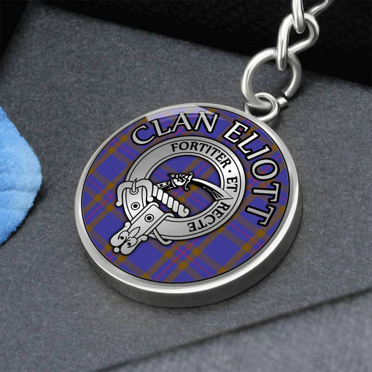 Clan Eliott Crest & Tartan Pendant Keychain