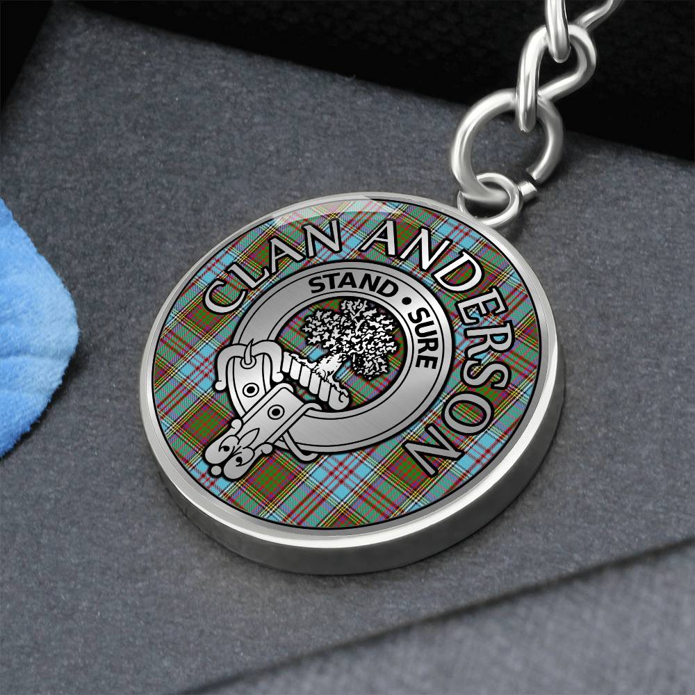 Clan Anderson Crest & Tartan Pendant Keychain