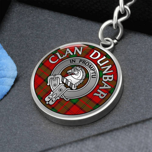 Clan Dunbar Crest & Tartan Pendant Keychain