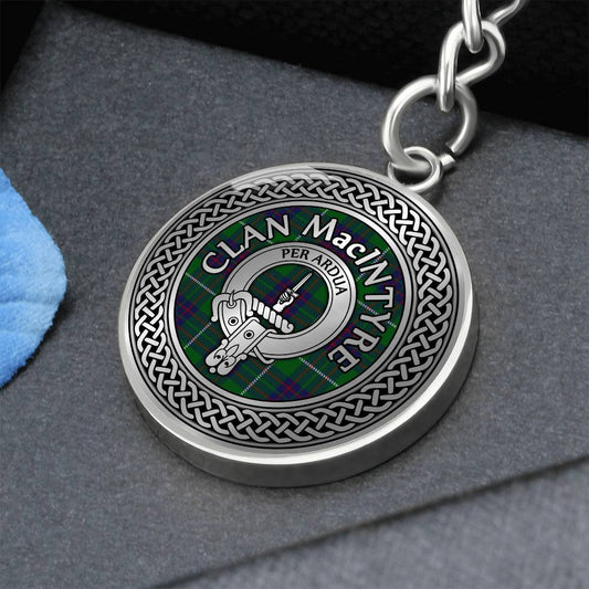 Clan MacIntyre Crest & Tartan Knot Pendant Keychain