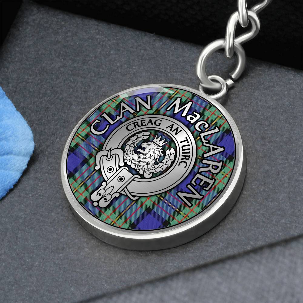 Clan MacLaren Crest & Tartan Pendant Keychain