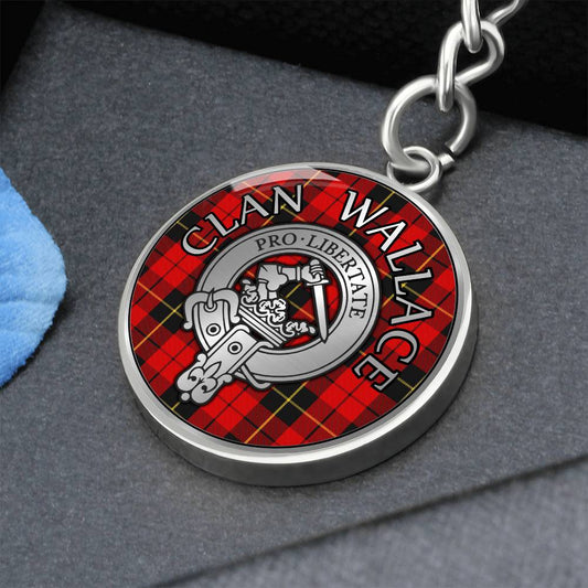 Clan Wallace Crest & Tartan Pendant Keychain