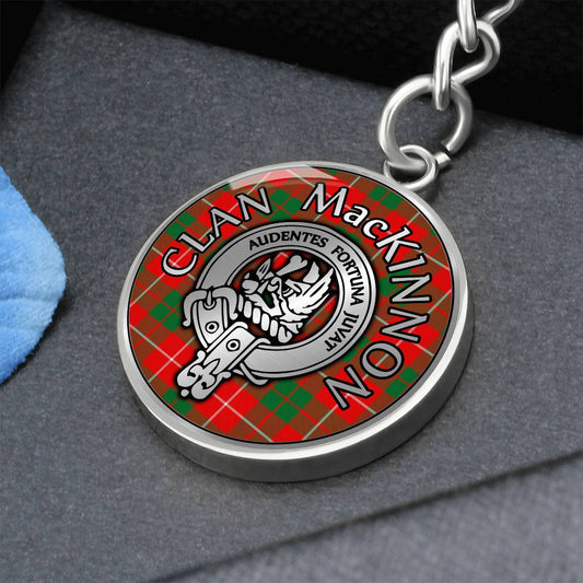 Clan MacKinnon Crest & Tartan Pendant Keychain