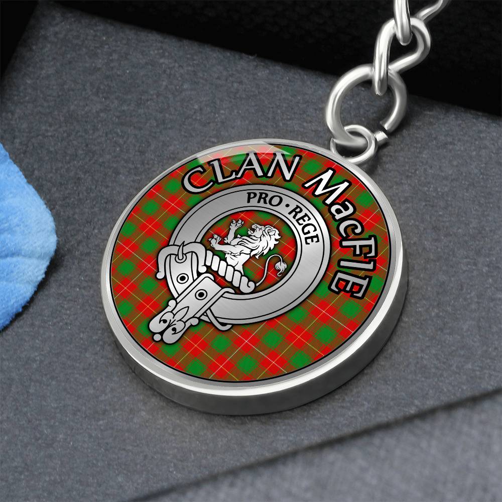 Clan MacFie Crest & Tartan Pendant Keychain