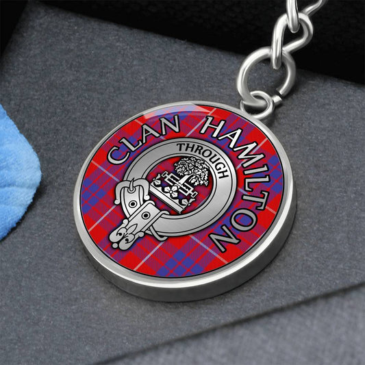 Clan Hamilton Crest & Tartan Pendant Keychain