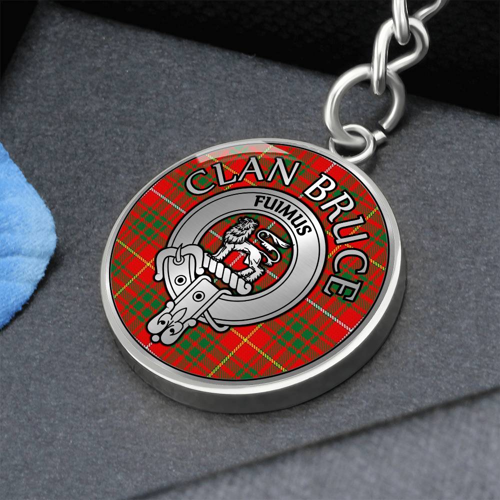 Clan Bruce Crest & Tartan Pendant Keychain