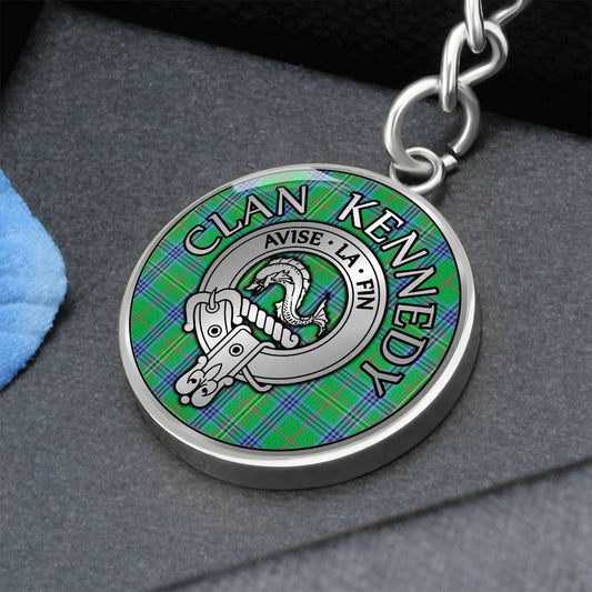 Clan Kennedy Crest & Tartan Pendant Keychain