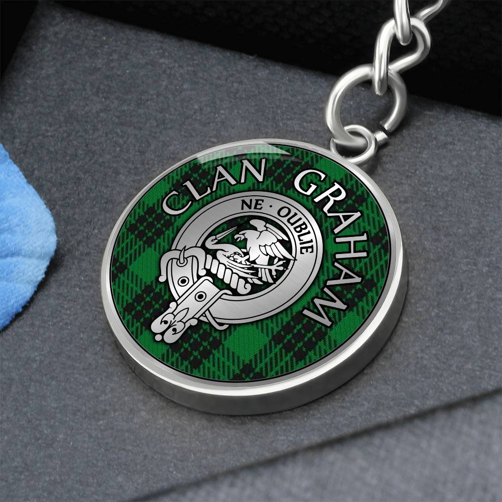 Clan Graham Crest & Tartan Pendant Keychain