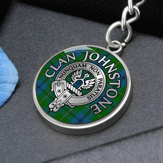 Clan Johnstone Crest & Tartan Pendant Keychain