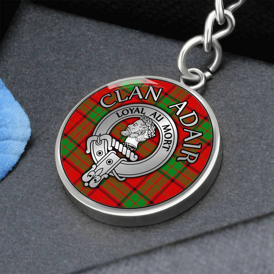 Clan Adair Crest & Tartan Pendant Keychain