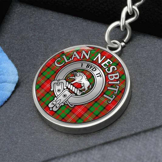 Clan Nesbitt Crest & Tartan Pendant Keychain