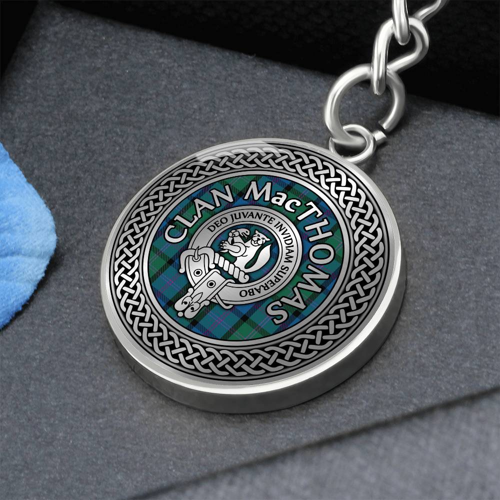 Clan MacThomas Crest & Tartan Knot Pendant Keychain