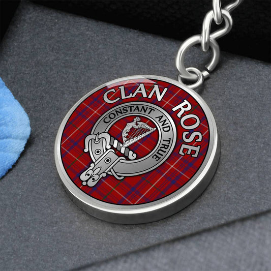 Clan Rose Crest & Tartan Pendant Keychain