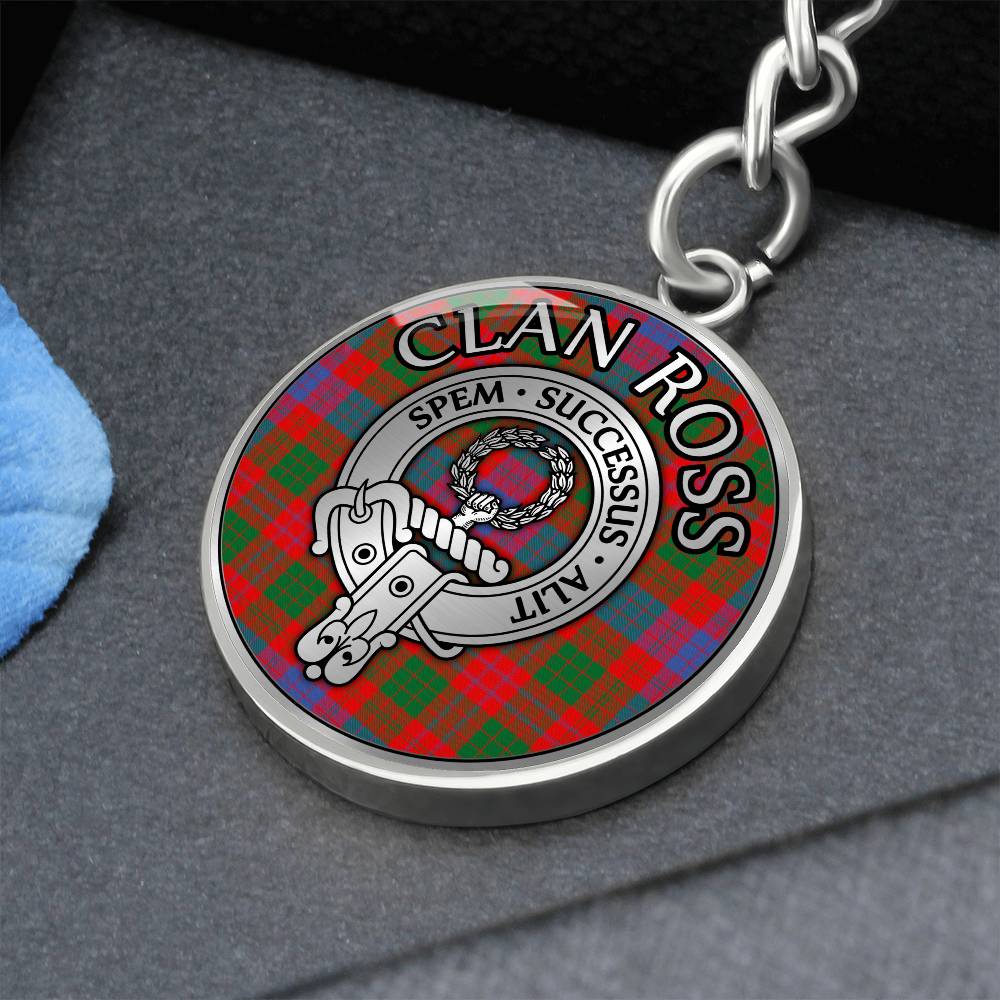 Clan Ross Crest & Tartan Pendant Keychain