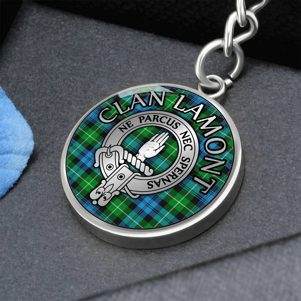 Clan Lamont Crest & Tartan Pendant Keychain