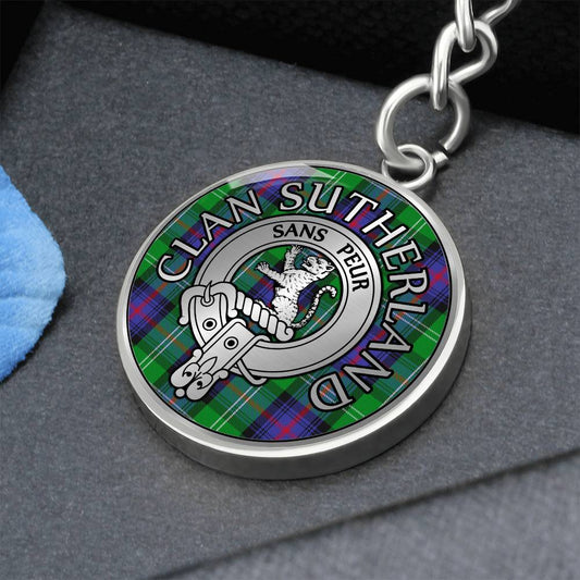 Clan Sutherland Crest & Tartan Pendant Keychain