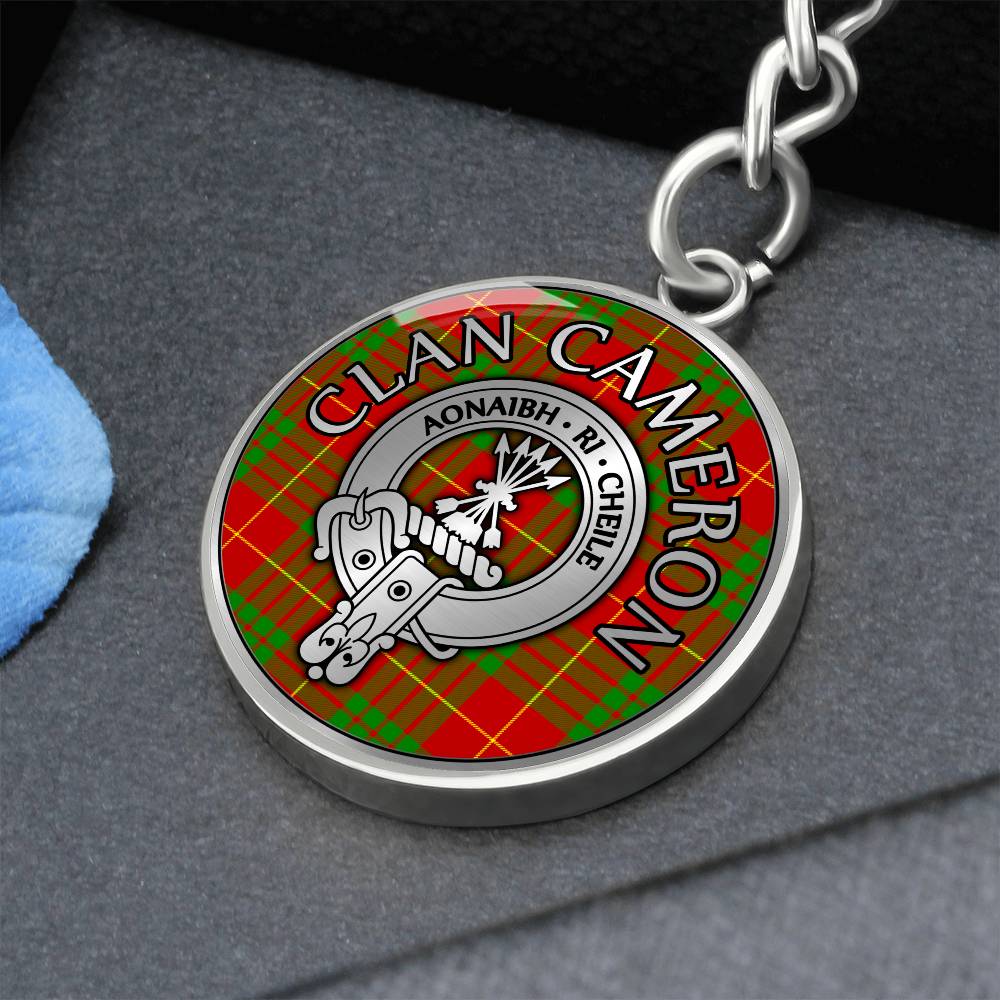 Clan Cameron Crest & Tartan Pendant Keychain