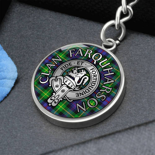 Clan Farquharson Crest & Tartan Pendant Keychain