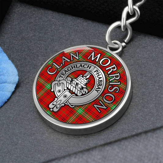 Clan Morrison Crest & Tartan Pendant Keychain