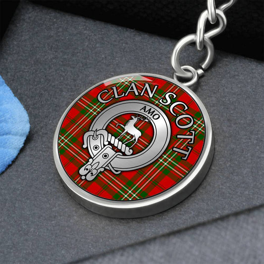 Clan Scott Crest & Tartan Pendant Keychain