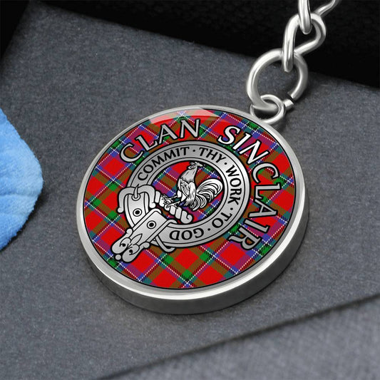 Clan Sinclair Crest & Tartan Pendant Keychain